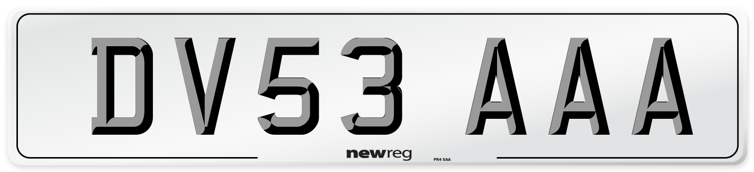 DV53 AAA Number Plate from New Reg